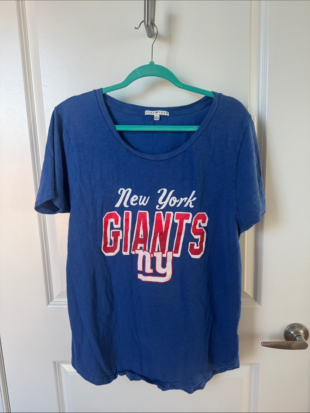Junk Food Clothing Blue New York Giants Tee with Red & White Logo